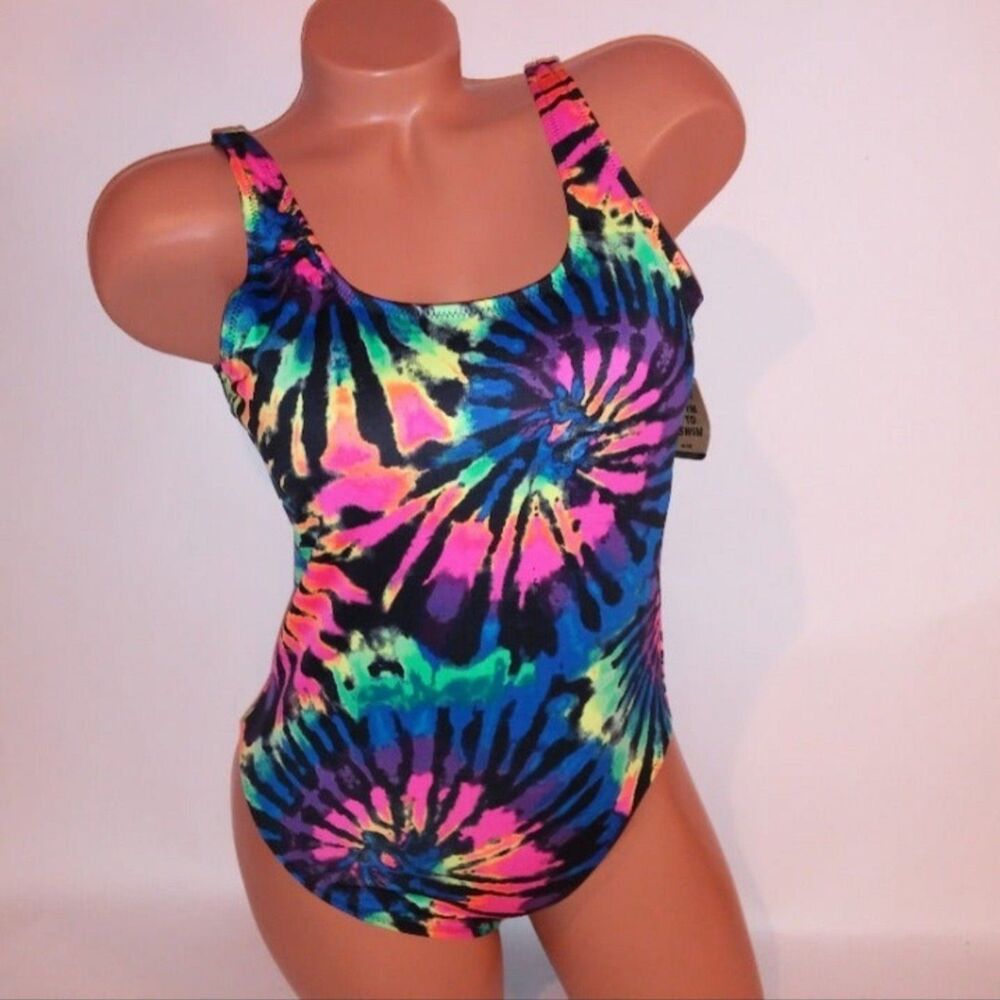 VS PINK One Piece Swimsuit L RAINBOW TIE DYE